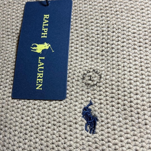 NWT Polo Ralph Lauren Men's Cotton Knit Crewneck Sweater  Light Brown Large - Picture 6 of 13